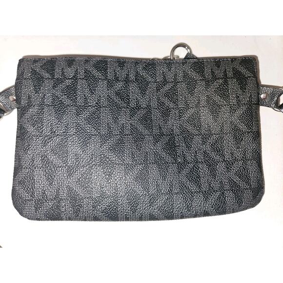 New! Michael Kors Signature Logo Chain Belt Bag Black Fanny Pouch - Picture 4 of 7